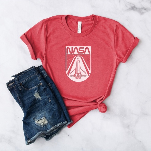 Tops - Red Shirt NASA Space Ship • Made to order! 🧵